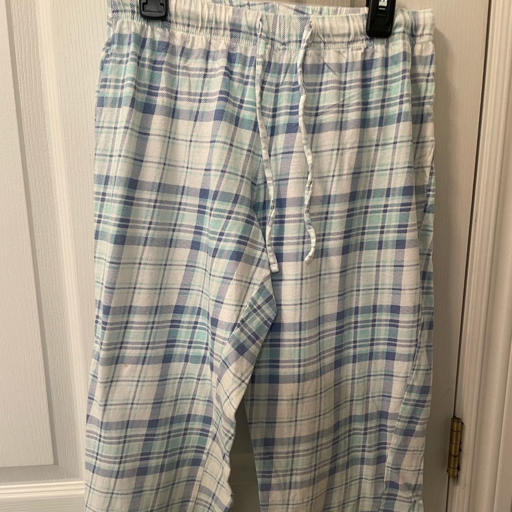 La Vie En Rose Blue Plaid Soft Capris Pajama Pants